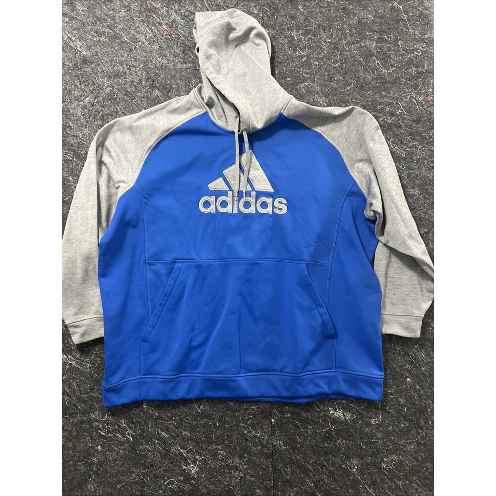Adidas Hoodie Mens 4XL Blue Gray Sweater Sweatshirt Pullover Clima warm